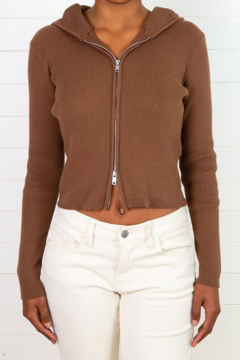 Sweat a Capuche Brandy Melville Arden Crop Marron | KIP-78696768